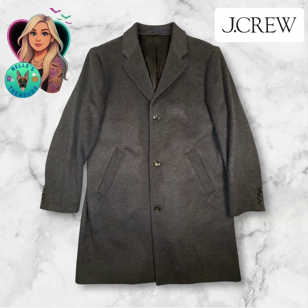 J. Crew Ludlow Charcoal Wool Cashmere Blend Topcoat Overcoat Men's 40S Long Coat